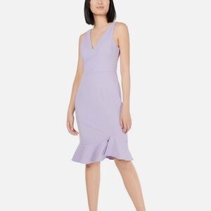 Betsey Johnson Ruffled V-neck Flounce-hem Sheath Dress in Berry Frosting